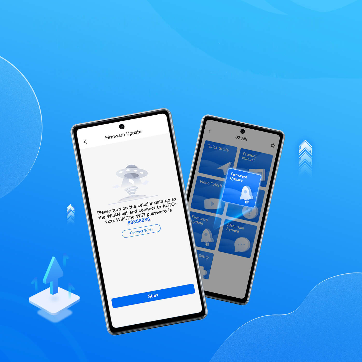 Ottocast U2 Air wireless CarPlay adapter mobile app firmware update and support service screen