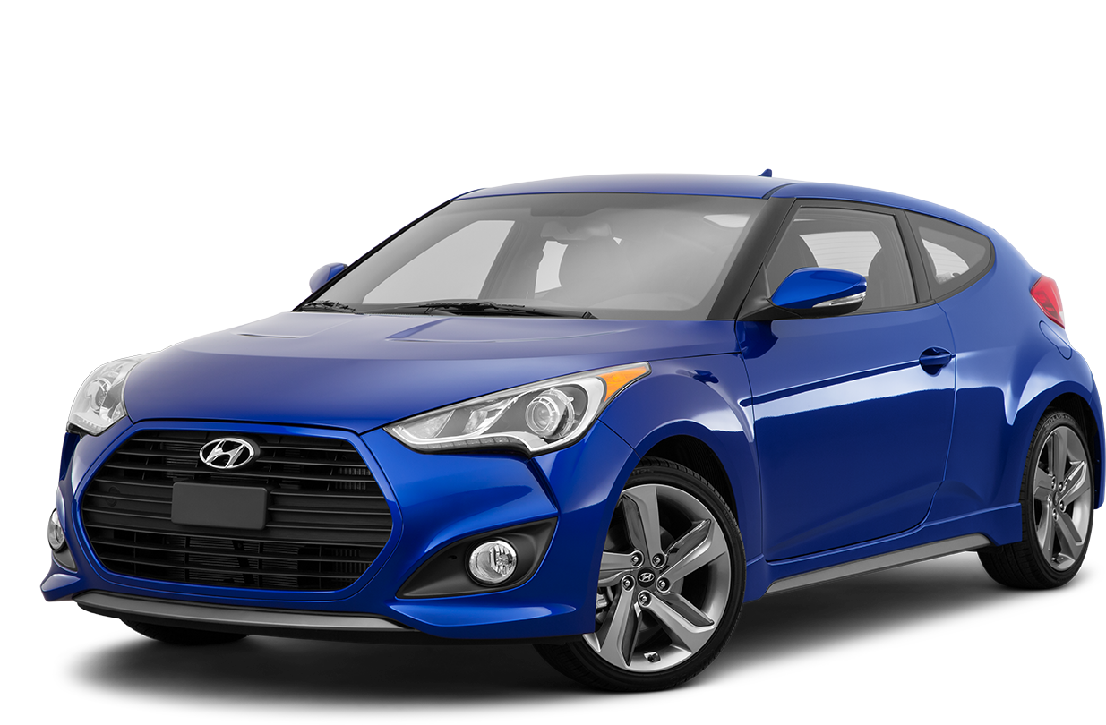 Blue Hyundai Veloster compact car front view, compatible with Ottocast wireless CarPlay and Android Auto adapter