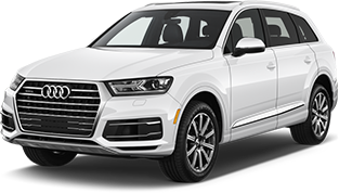 White Audi Q7 SUV front side view car image for Ottocast wireless CarPlay adapter compatibility showcase