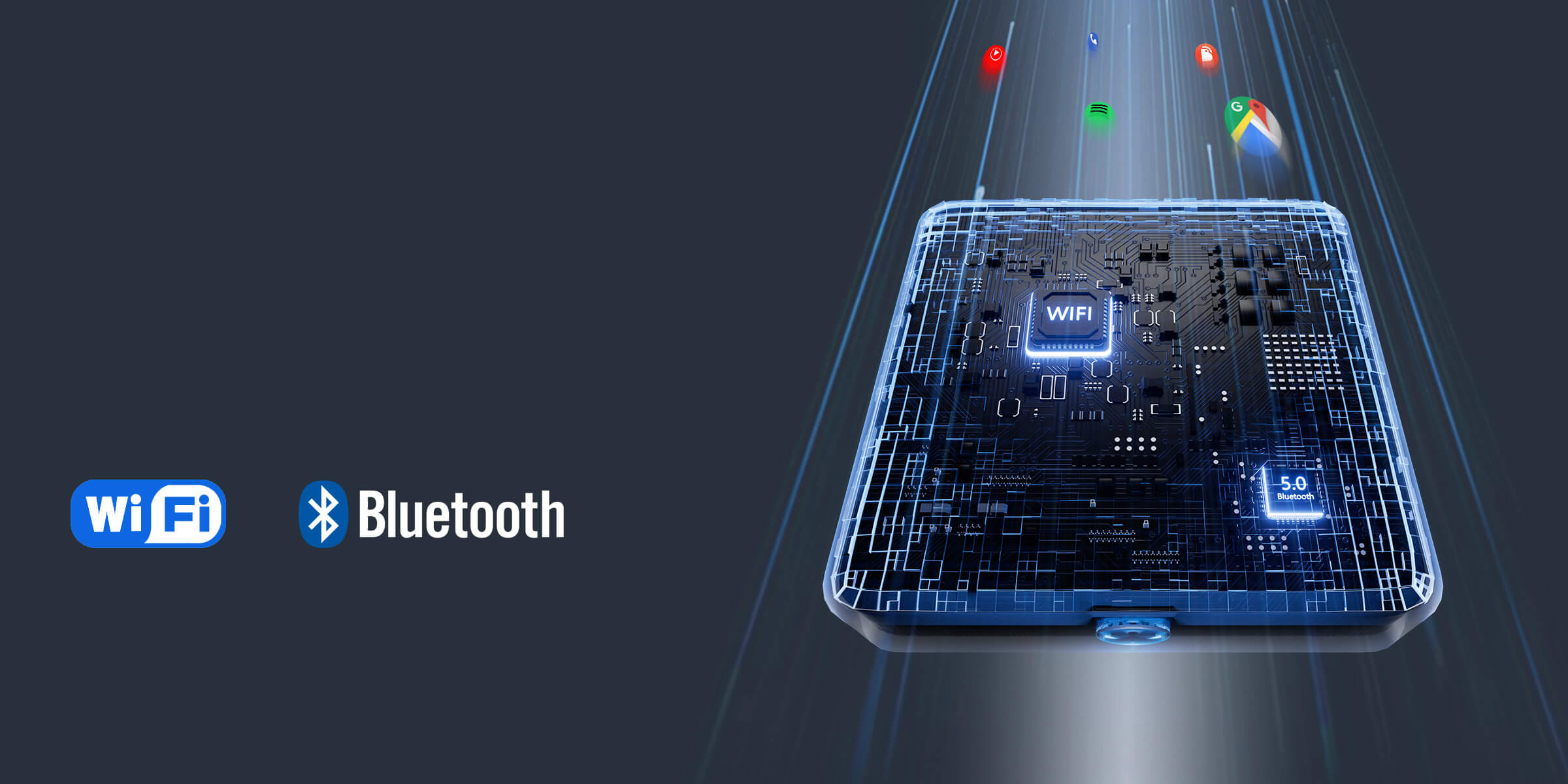 Ottocast wireless adapter with WiFi and Bluetooth 5.0 chip for seamless CarPlay Android Auto streaming