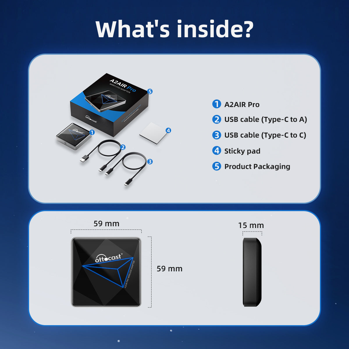 A2Air Pro trådløs Android Auto-adapter