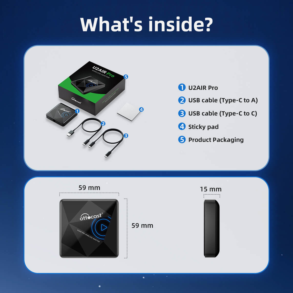 U2AIR Pro trådløs CarPlay-adapter