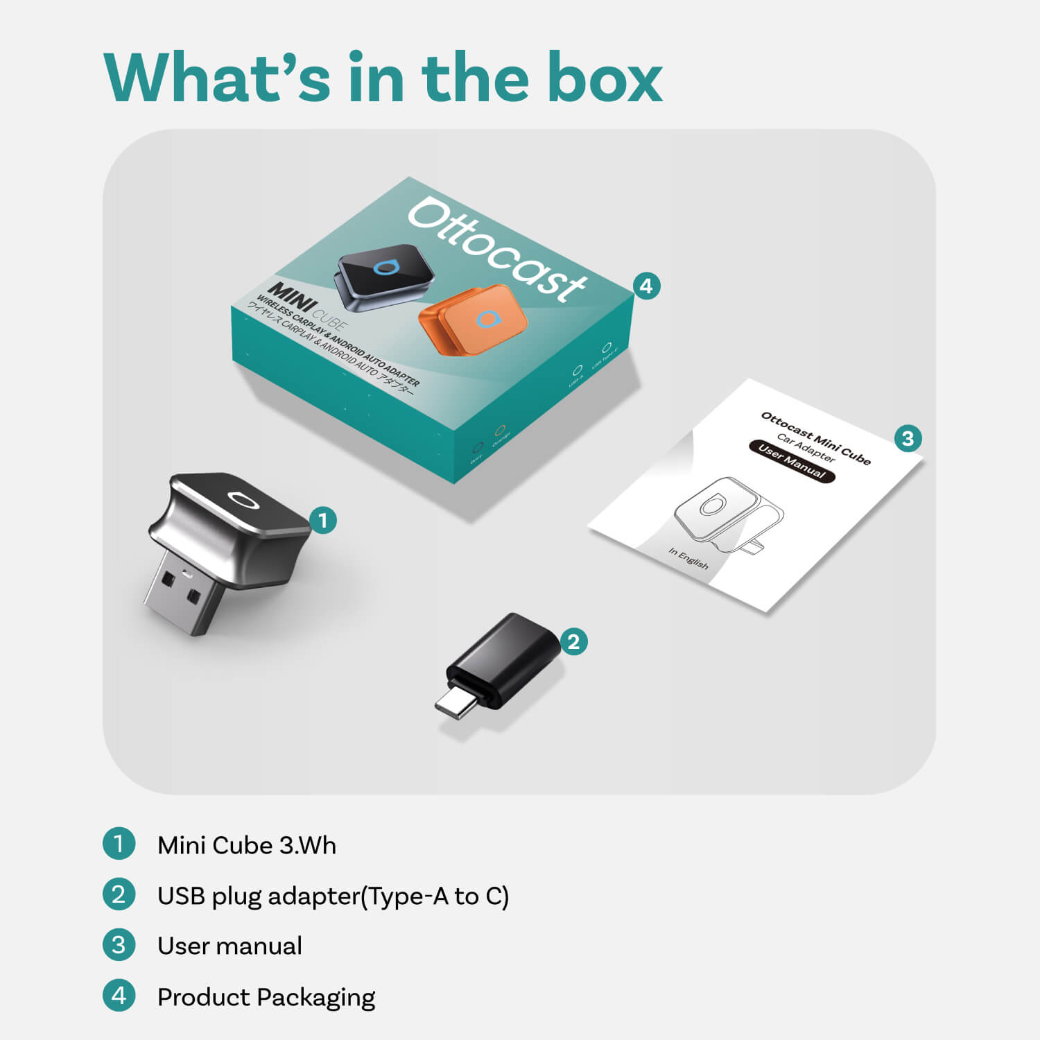 Ottocast Mini Cube 3.0 Wireless CarPlay/Android Auto Adapter