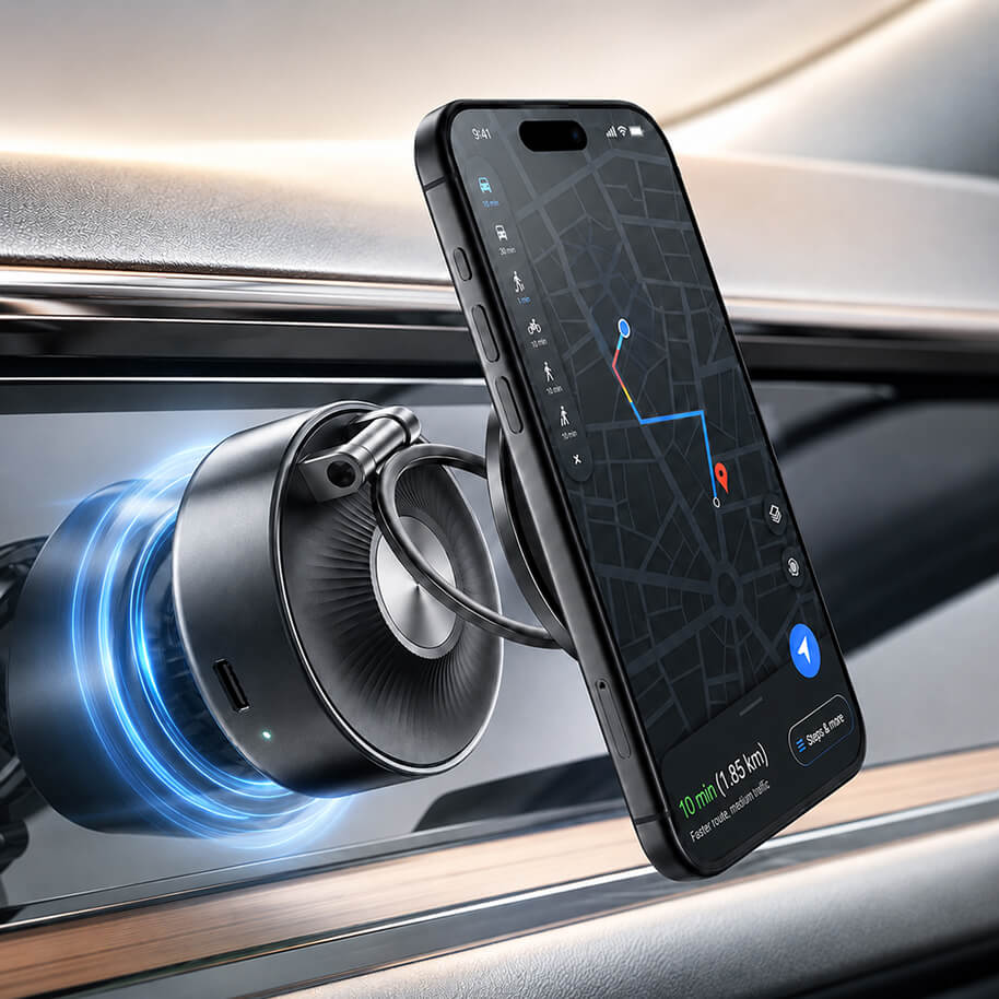 Foldable Magnetic Vacuum Car Phone Holder