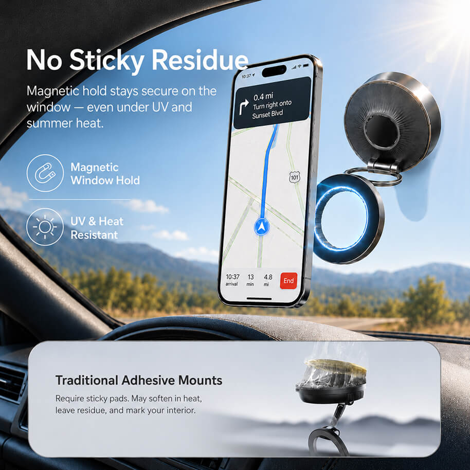 Foldable Magnetic Vacuum Car Phone Holder