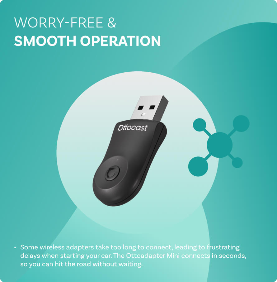 Mini trådløs CarPlay/Android Auto adapter