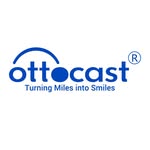 Ottocast logo with slogan Turning Miles into Smiles, brand for wireless CarPlay adapters and in-car tech