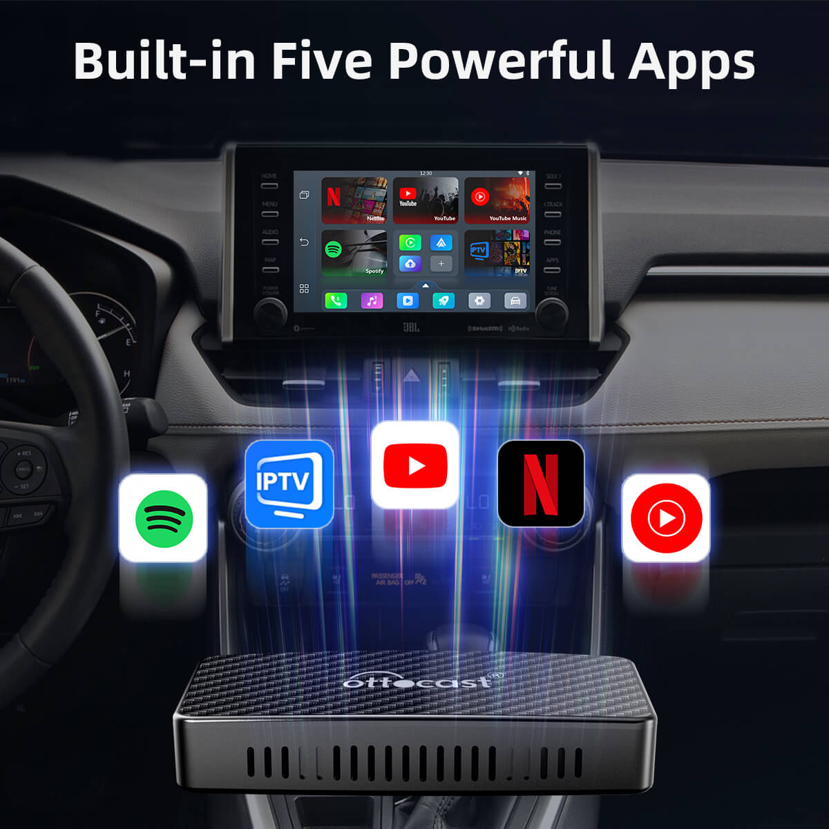 (Tairiscint Speisialta Inniu 40% AS) Oiriúnóir Gan Sreang CarPlay/Android Auto Play2Video Pro le YouTube & Netflix