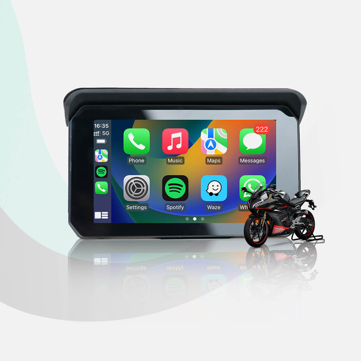 CarPlay Lite C5 SE Bærbar Motorcykel GPS Trådløs CarPlay/Android Auto Skærm