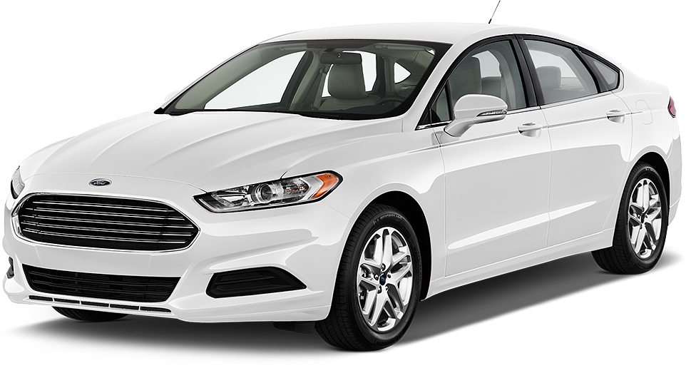 White Ford sedan front side view car image for Ottocast wireless CarPlay adapter compatibility showcase