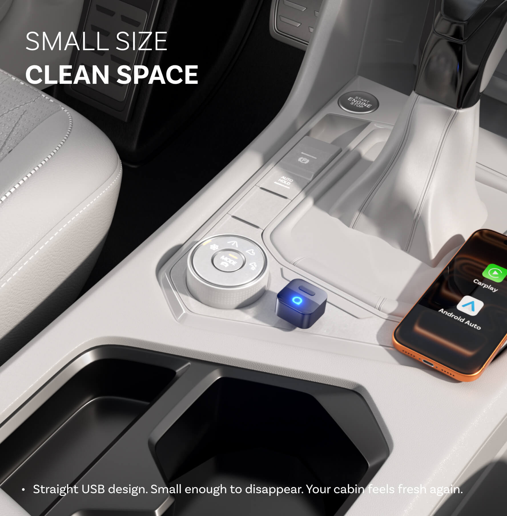 Adaptador inalámbrico Ottocast Mini Pico para CarPlay/Android Auto