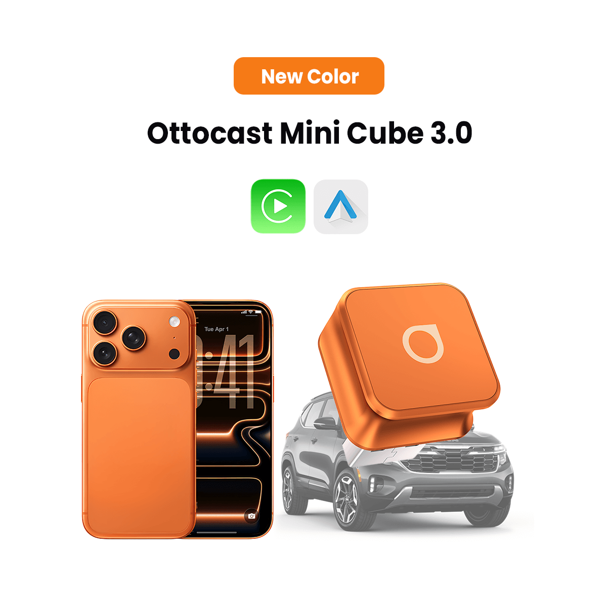 Ottocast Mini Cube 3.0 Adapter - Kosmisk Orange