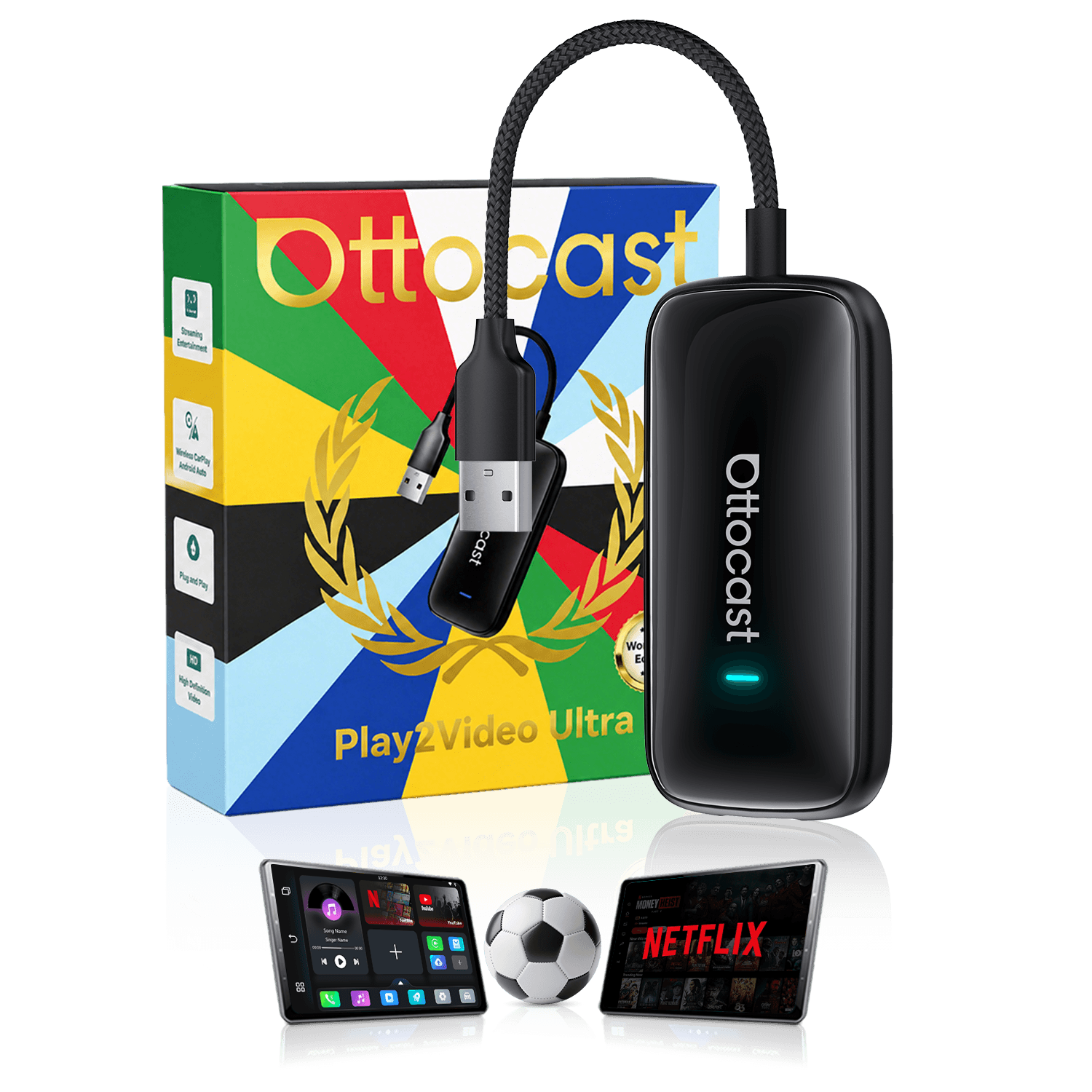 Play2Video Ultra Wireless CarPlay/Android Auto All-in-1 Adapter