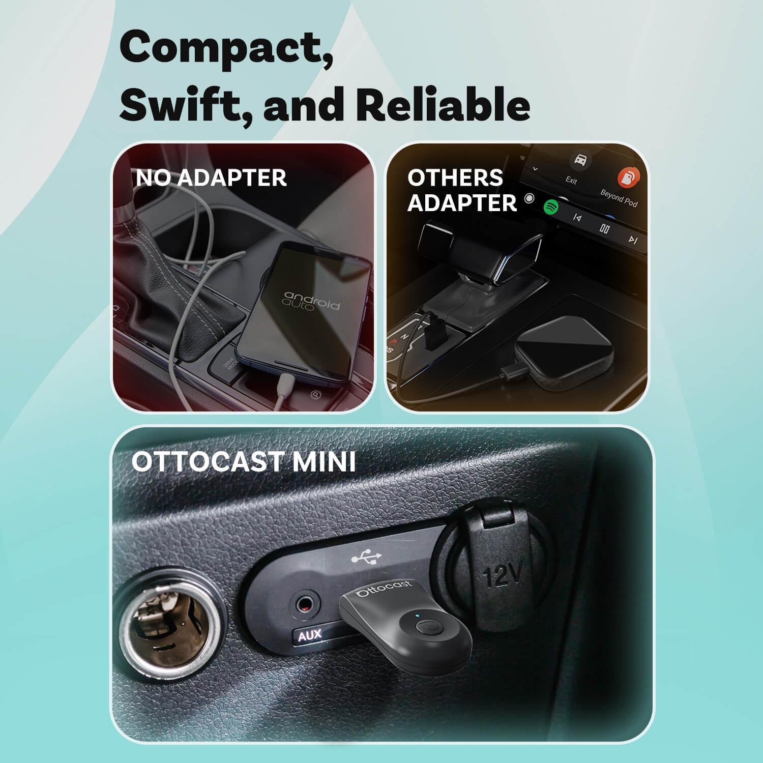 (EKSKLUSIV PRIS)-2-i-1 Mini Trådløs CarPlay/Android Auto Adapter