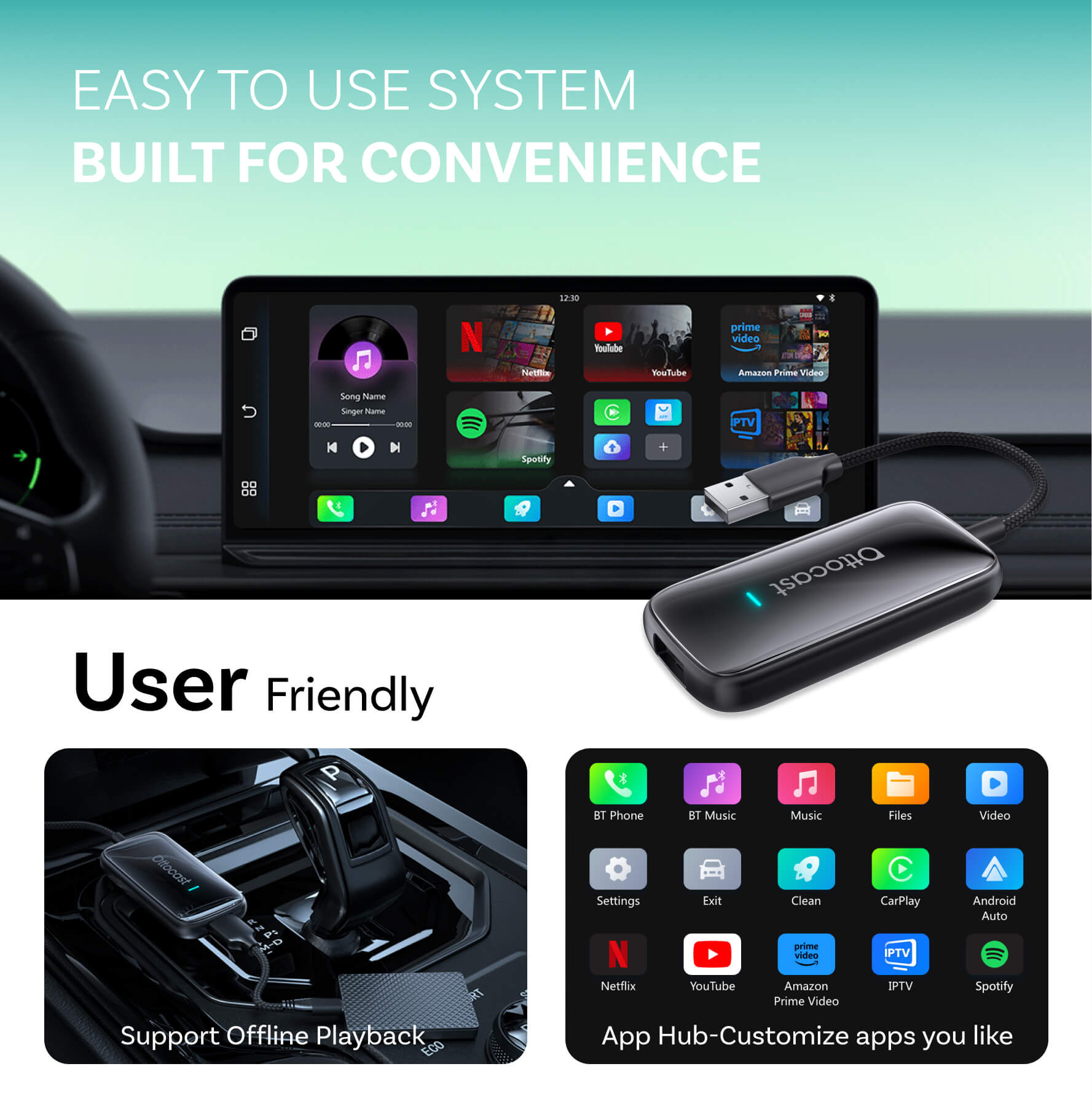 Play2Video Ultra trådløs CarPlay/Android Auto alt-i-1 adapter