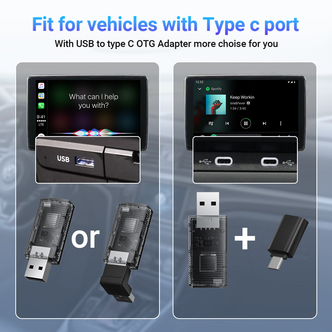 2-in-1 Mini Kabelloser CarPlay/Android Auto Adapter