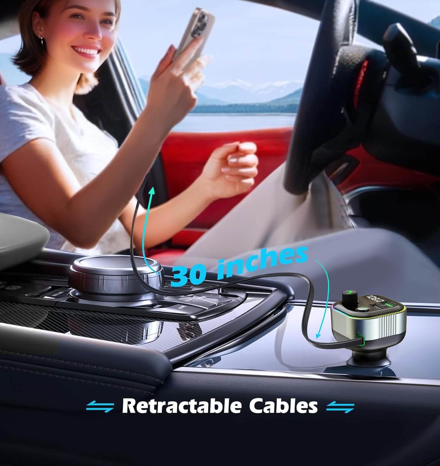 65W Bluetooth Car MP3 Player & Charger