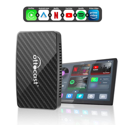 (Tairiscint Speisialta Inniu 40% AS) Oiriúnóir Gan Sreang CarPlay/Android Auto Play2Video Pro le YouTube & Netflix
