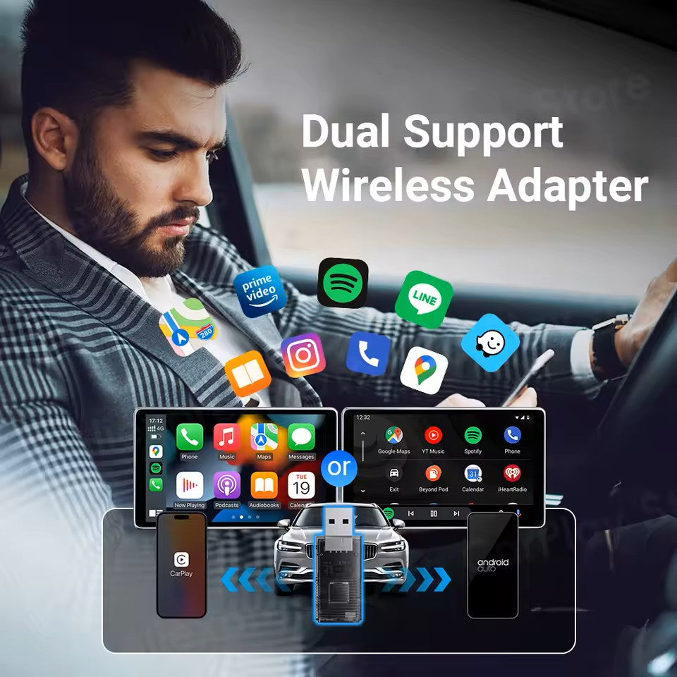 2-in-1 Mini Kabelloser CarPlay/Android Auto Adapter