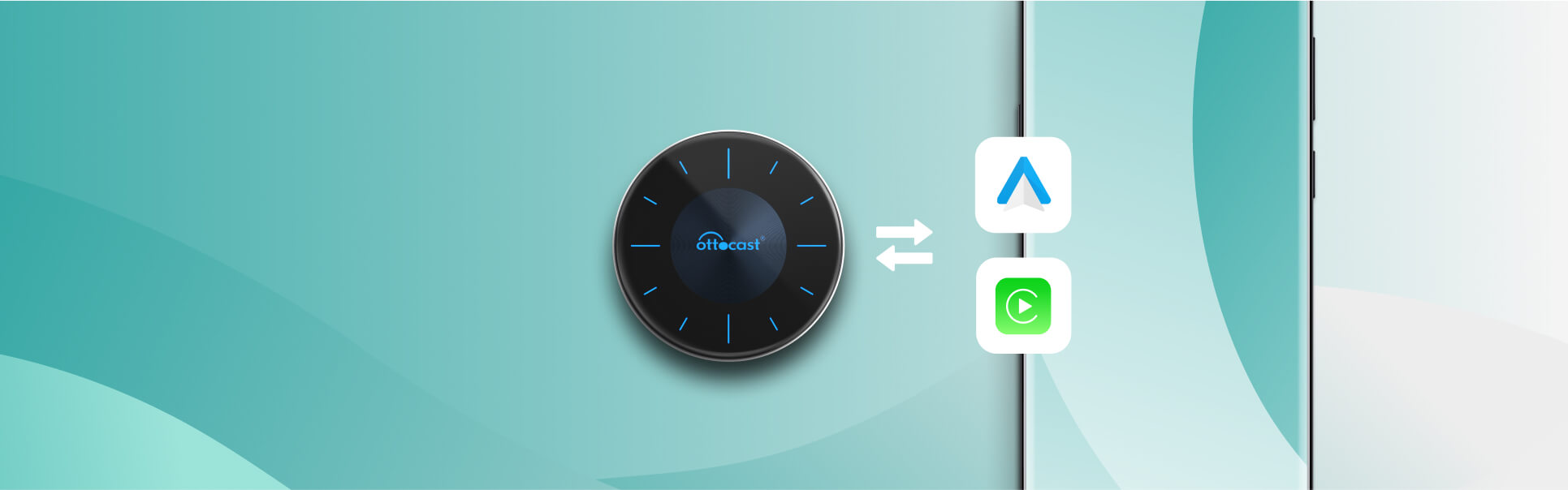 Ottocast OttoAibox P3 AI Box wireless adapter for Android Auto and CarPlay seamless connection