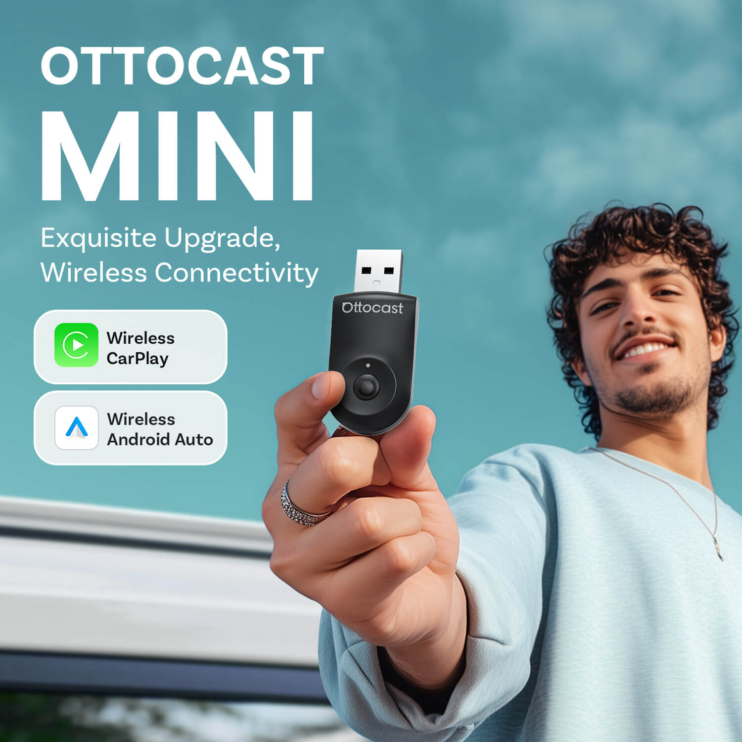 (EKSKLUSIV PRIS)-2-i-1 Mini Trådløs CarPlay/Android Auto Adapter